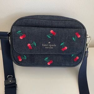 Kate Spade Rosie Cherry Embroidered Denim Small Crossbody
